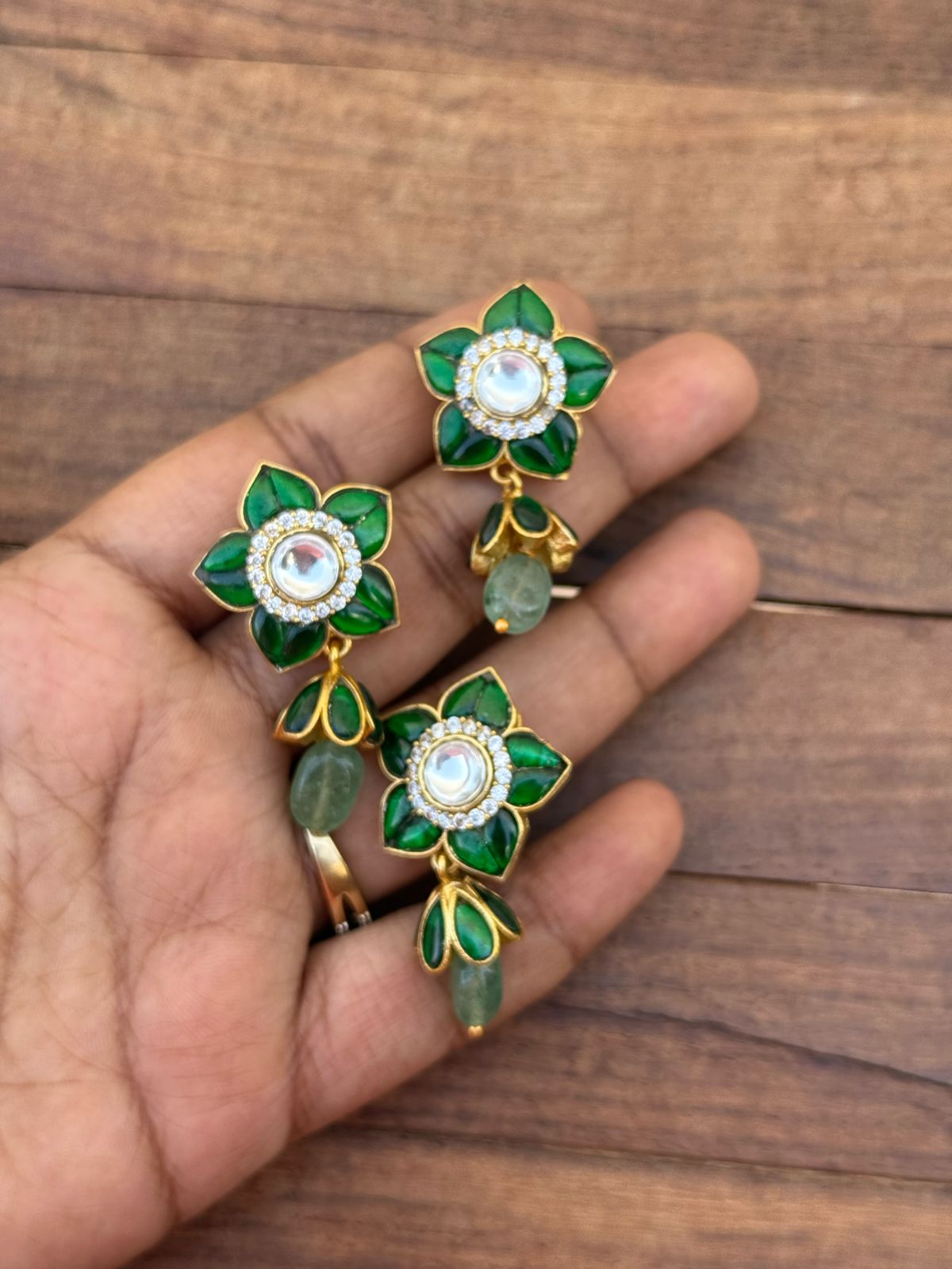 Real kundan single flower locket combo kante/ hasli - Alluring Accessories