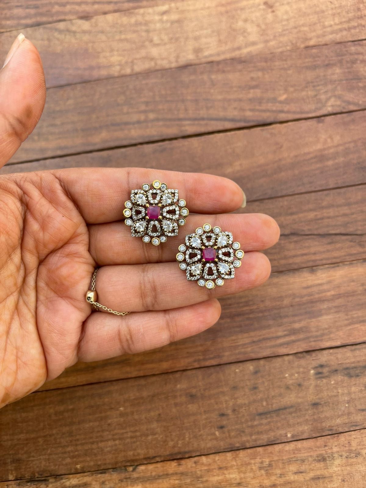 Square moissanite victorian studs design6 - Alluring Accessories