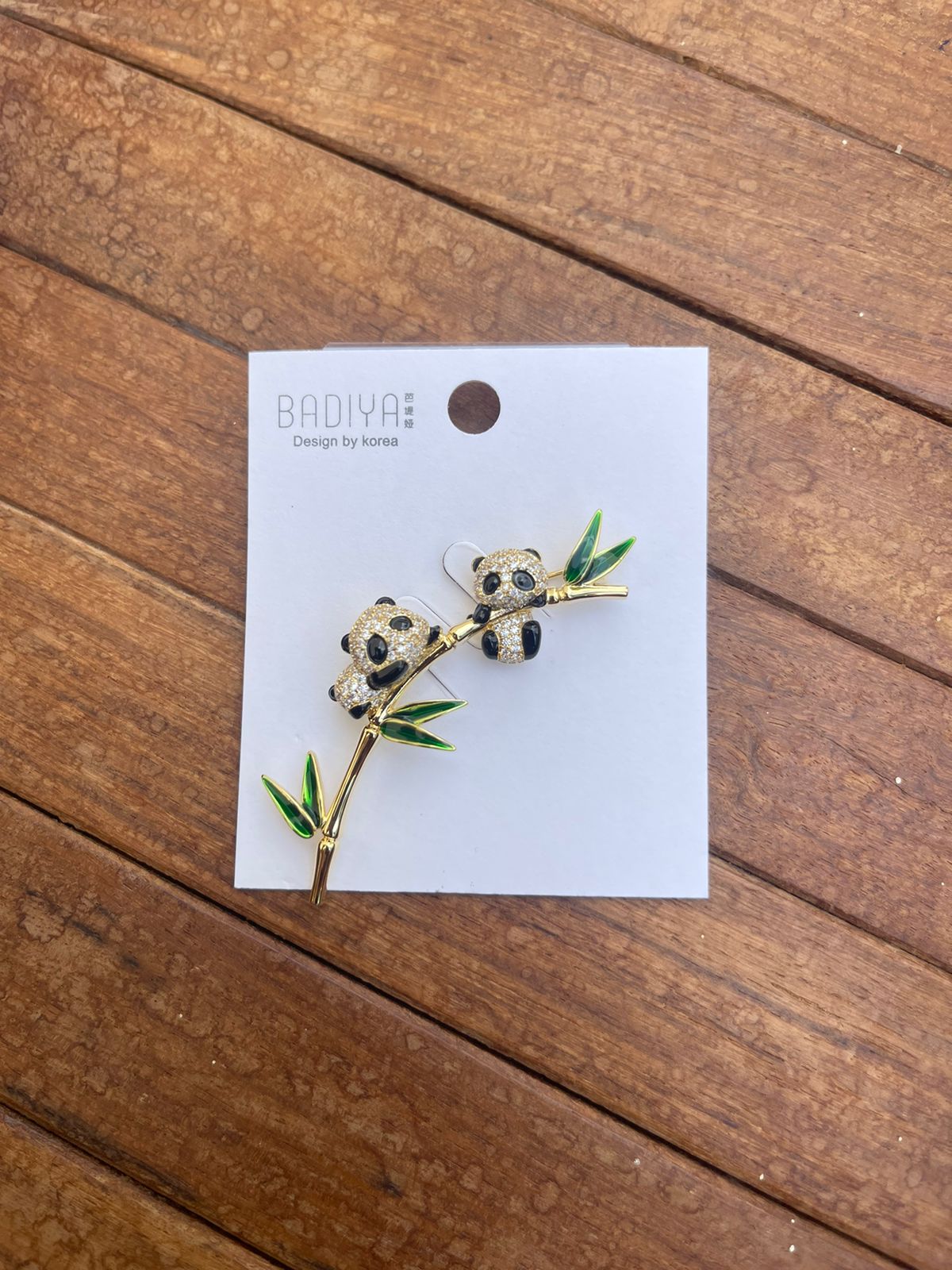 Sterling silver dual panda sleeping on tree brooch - Alluring Accessories