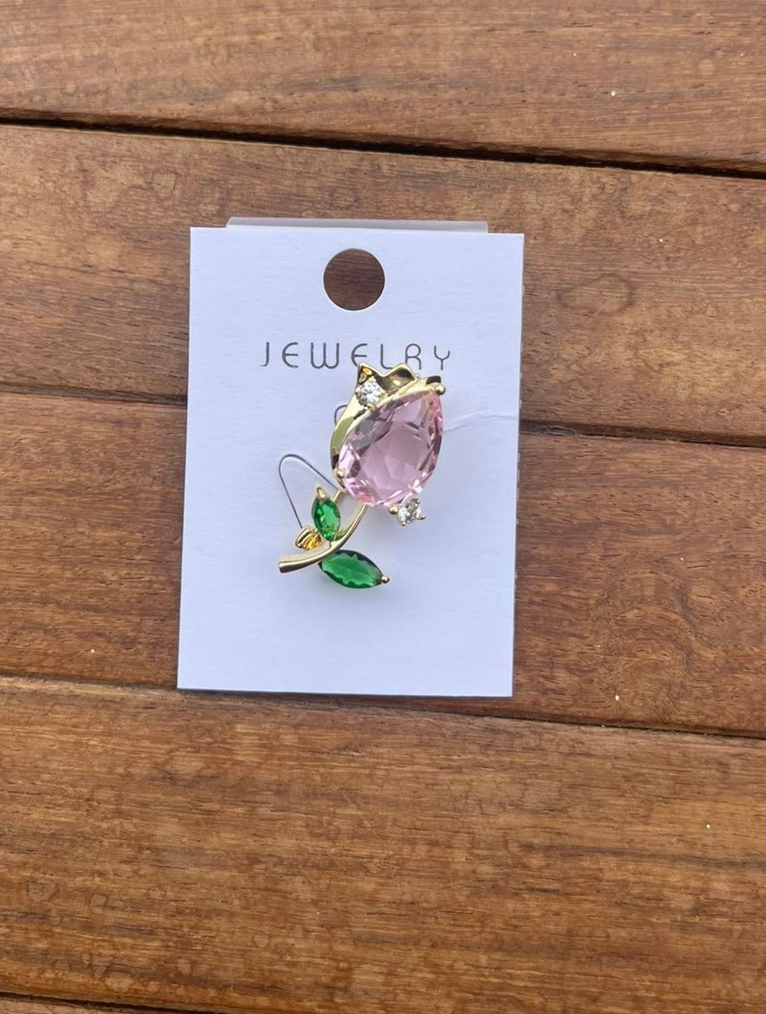 Sterling silver pink rose brooch - Alluring Accessories