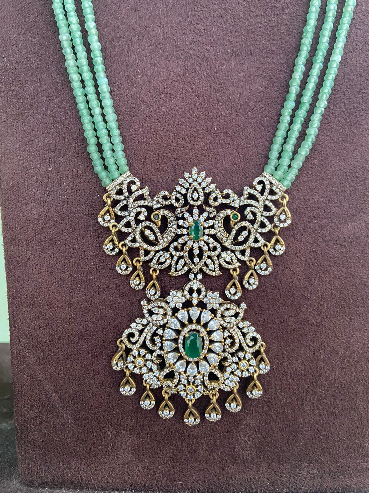 Three line dual peacock victorian polish long haram design 3 - Alluring Accessories