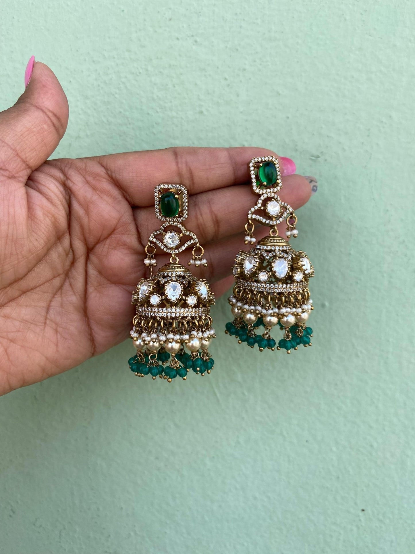 Two layered heavy look alike Victorian jhumkas design5 - Alluring Accessories