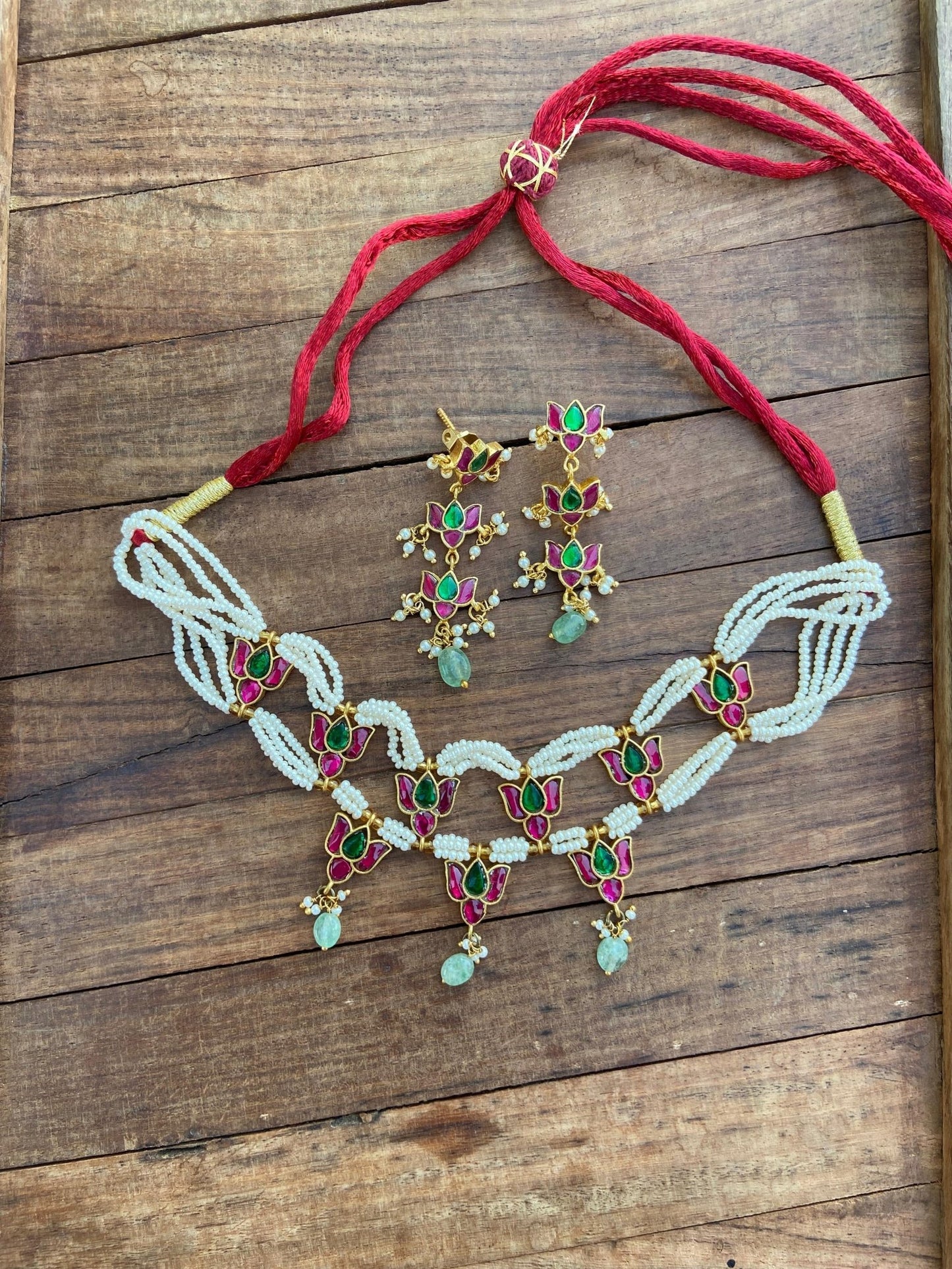 Two layered lotus real kundan jadau choker - Alluring Accessories