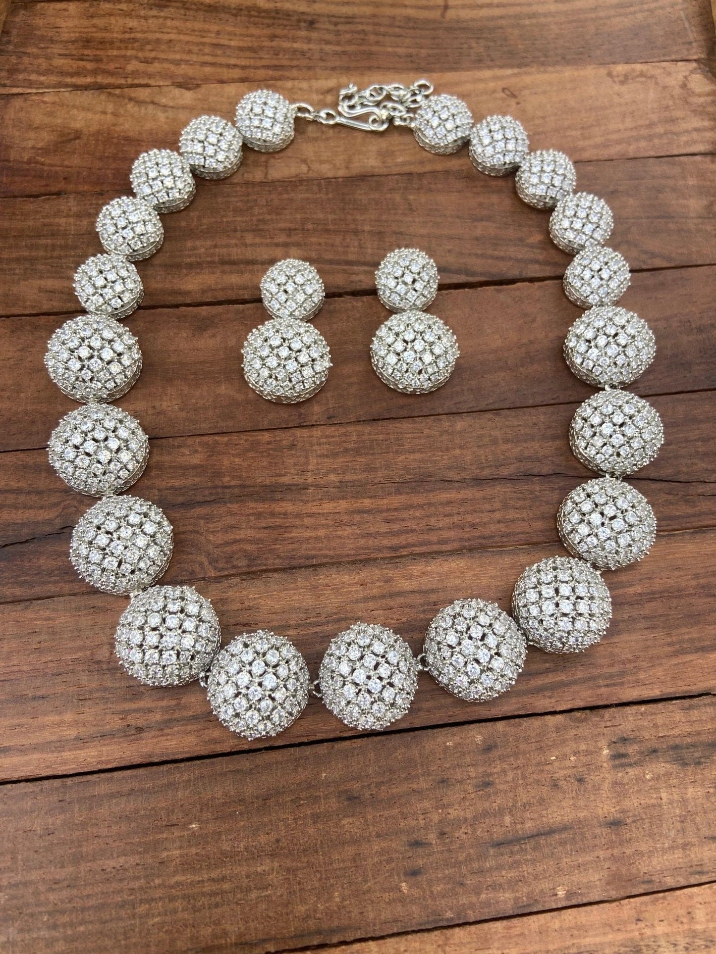 Zircon AD stone sparkling partywear heavy necklace - Alluring Accessories