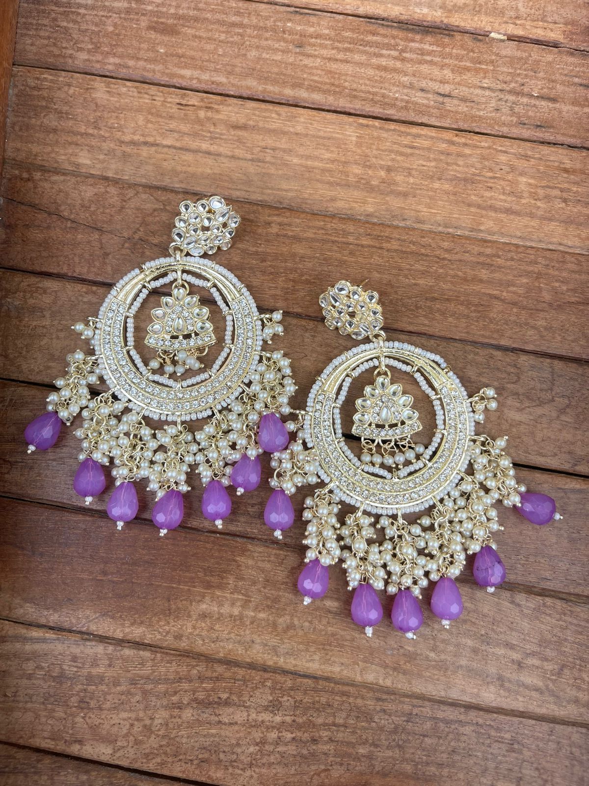 Round big size pearl chandbalis