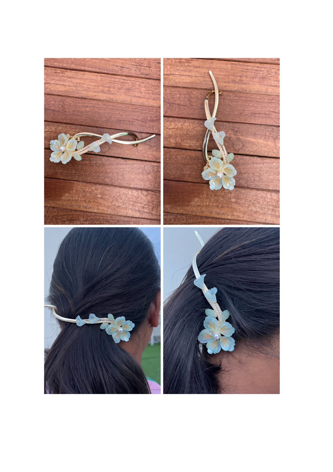 2 in 1 flower partywear banana clip - Alluring Accessories