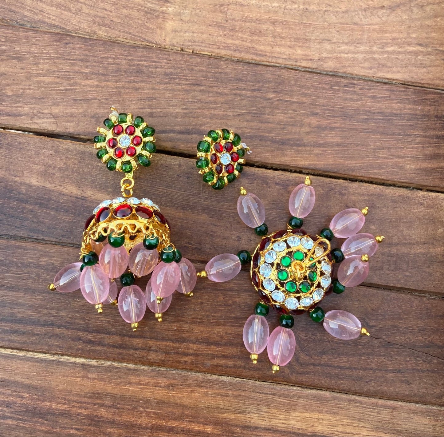 2 in 1 monalisa beads earrings ( stud+jhumka) - Alluring Accessories