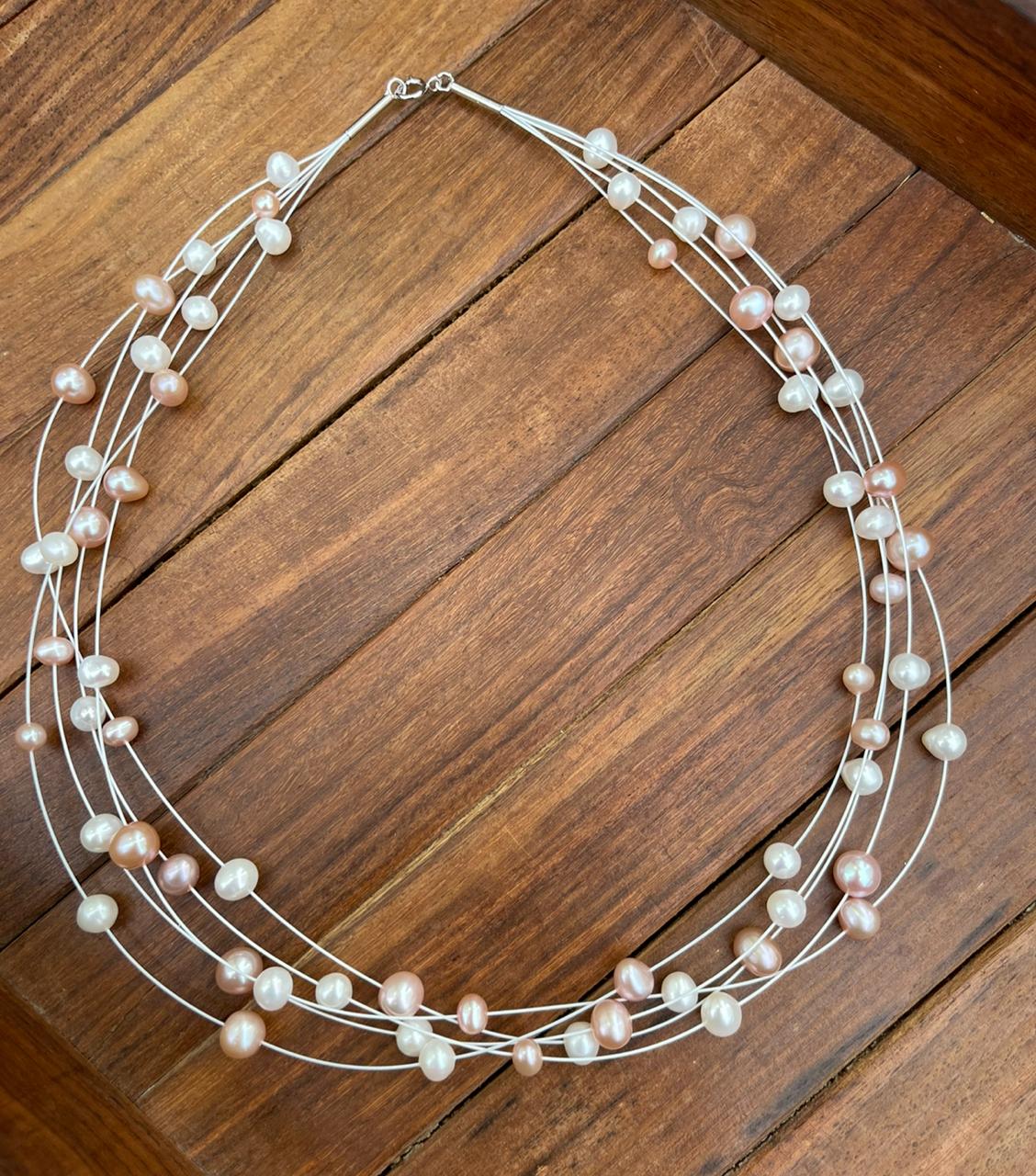 5 layered pearl necklace - Alluring Accessories