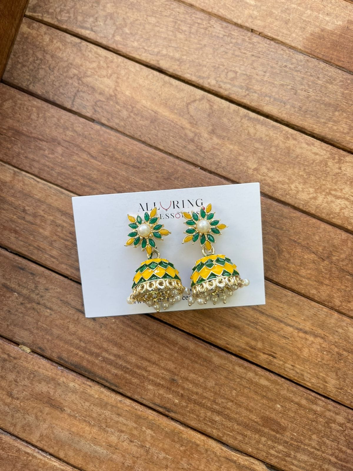 Affordable dual shade meenakari jhumkas - Alluring Accessories