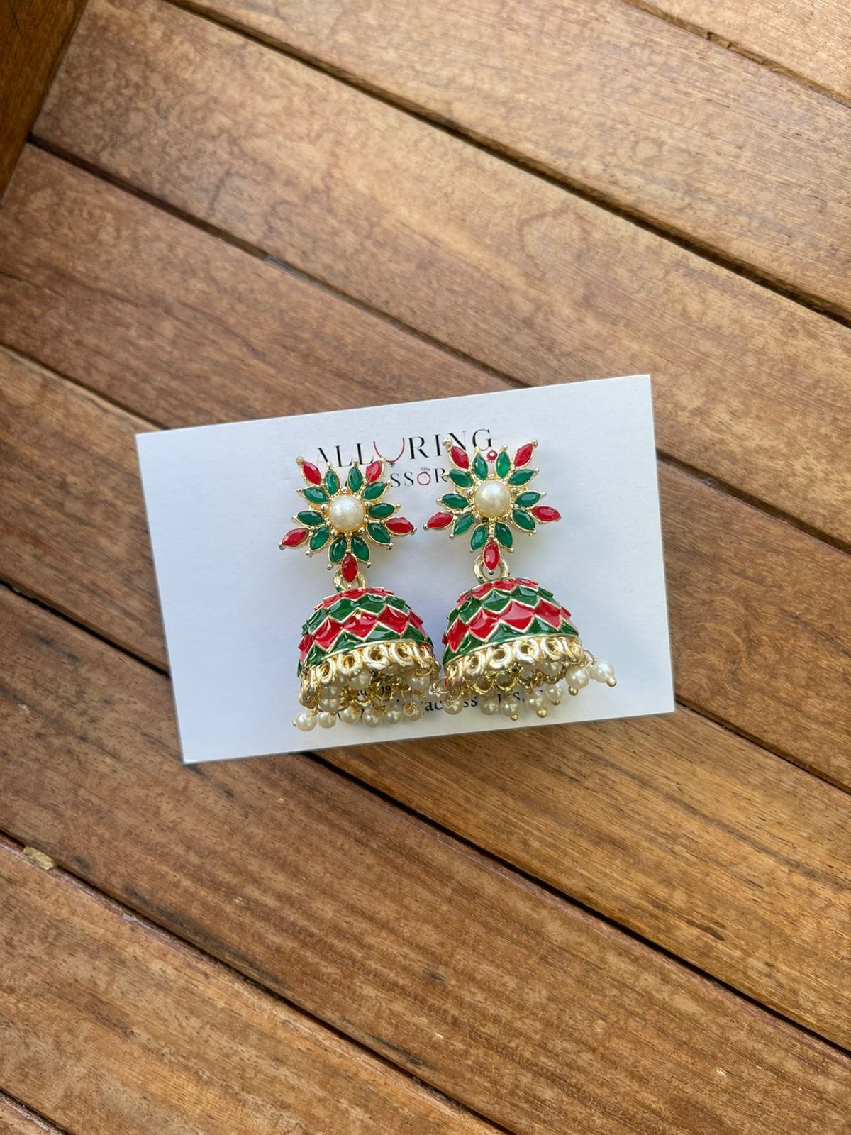 Affordable dual shade meenakari jhumkas - Alluring Accessories