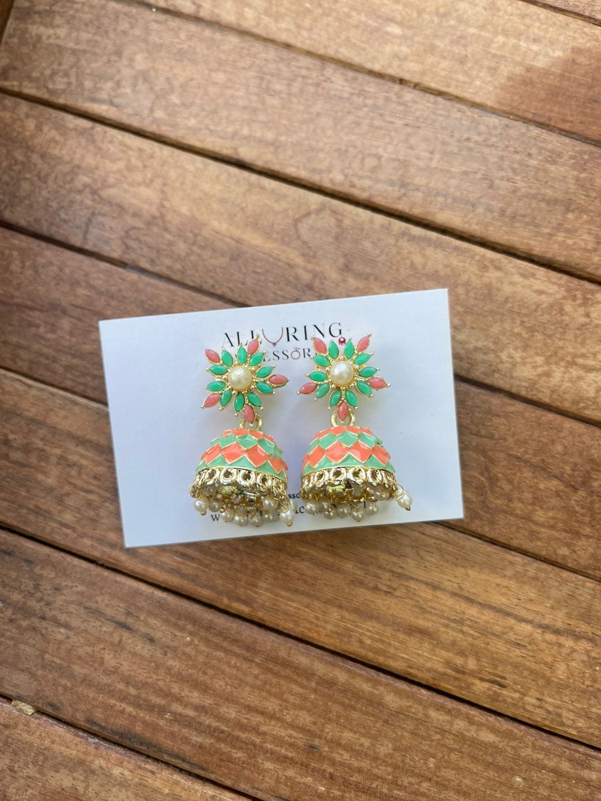 Affordable dual shade meenakari jhumkas - Alluring Accessories