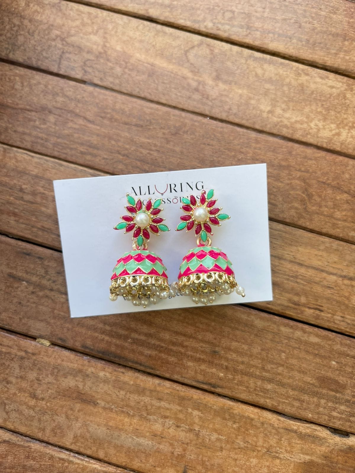 Affordable dual shade meenakari jhumkas - Alluring Accessories