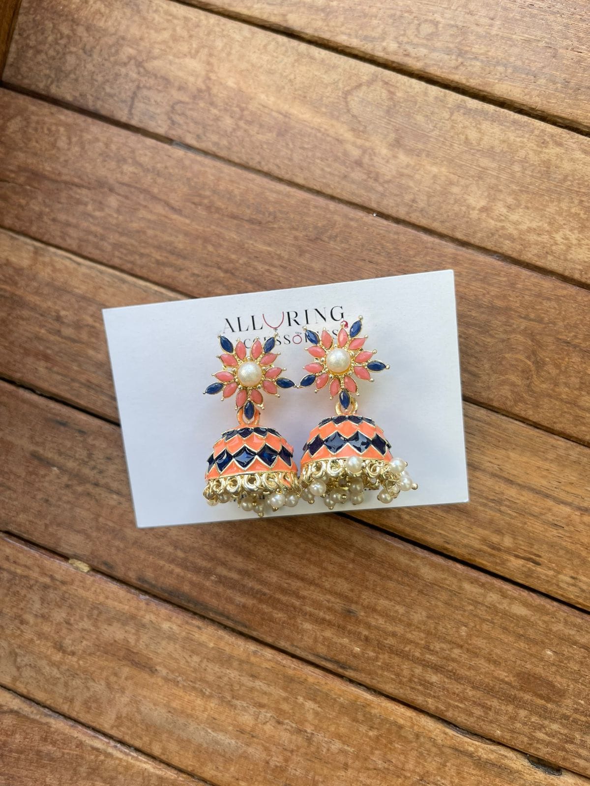 Affordable dual shade meenakari jhumkas - Alluring Accessories