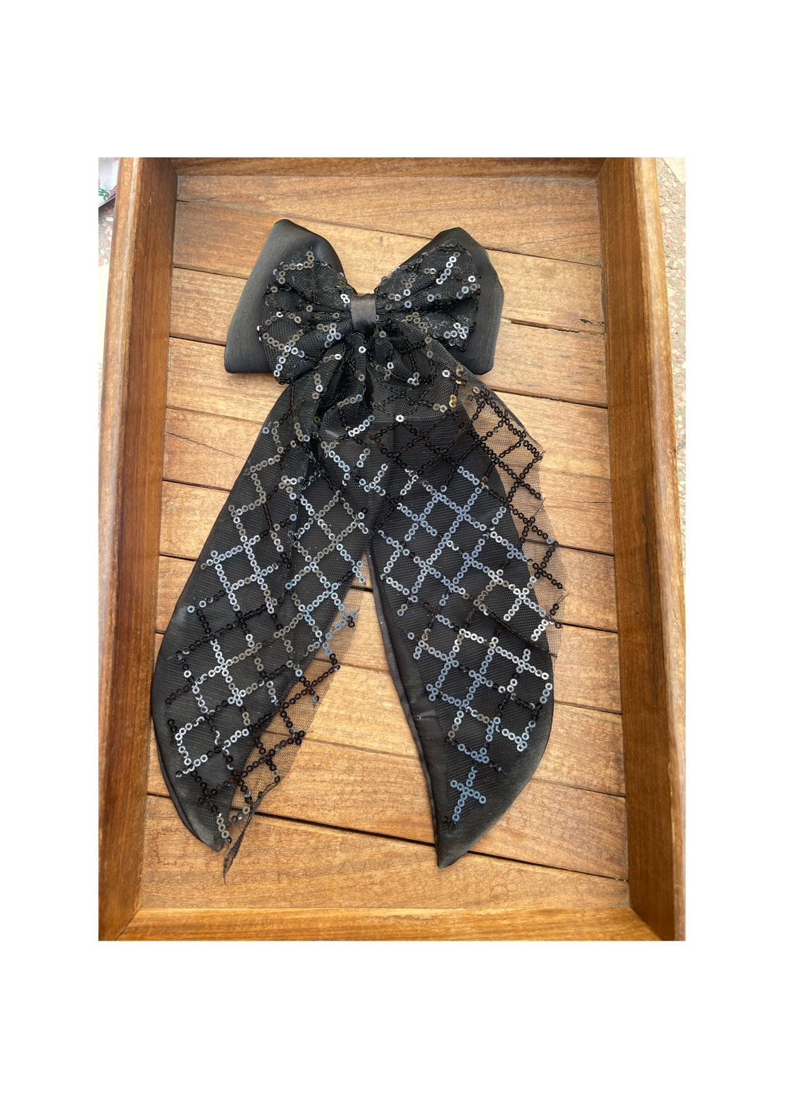 Big size bow long two layered clip - Alluring Accessories