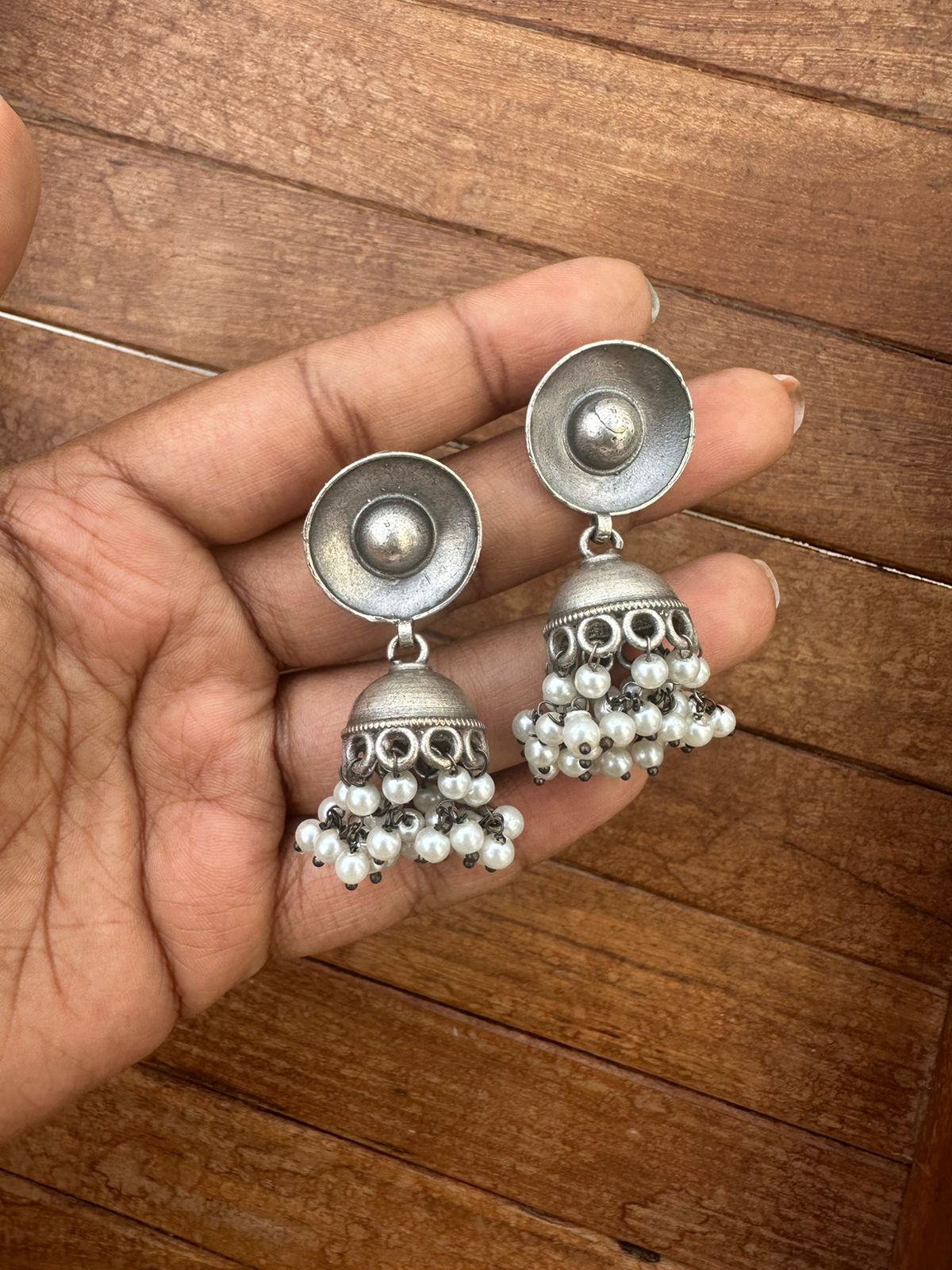 Cute silver look alike jhumkas - Alluring Accessories