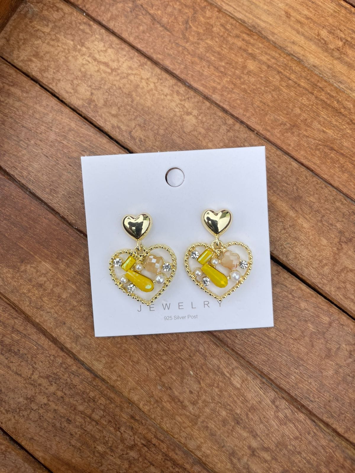 Dual heart crystal sterling silver earrings - Alluring Accessories