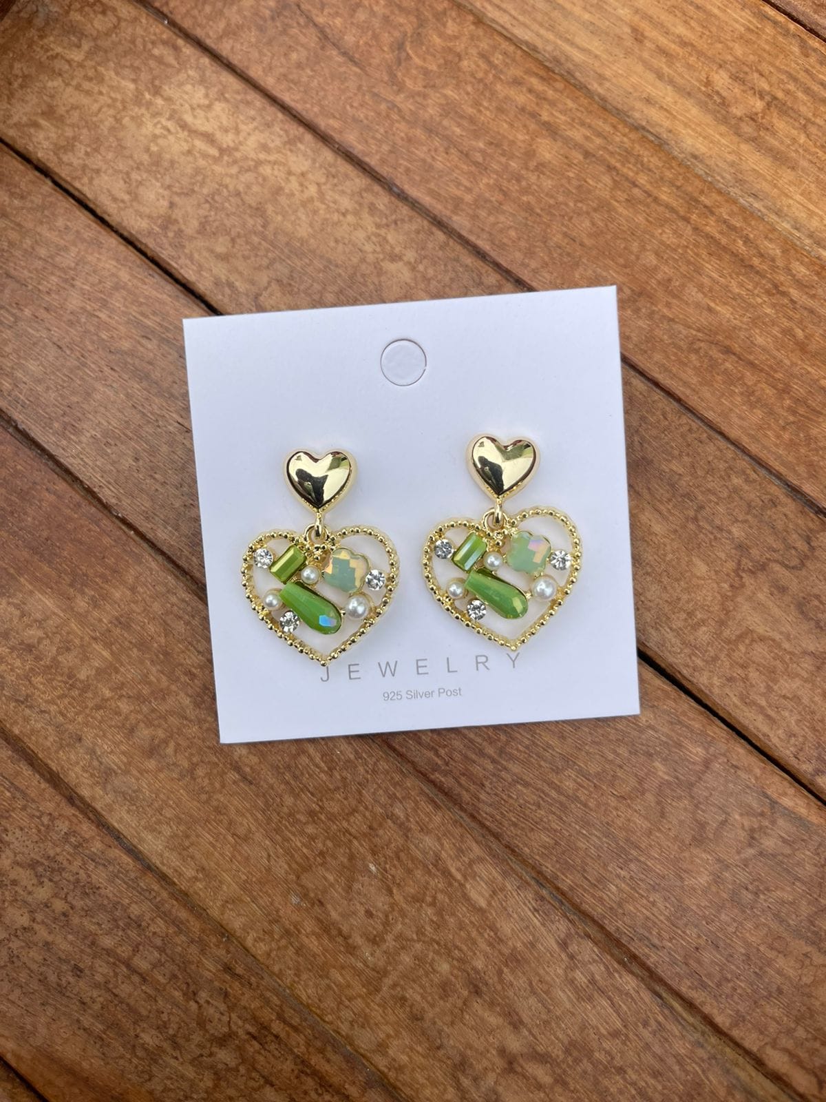 Dual heart crystal sterling silver earrings - Alluring Accessories