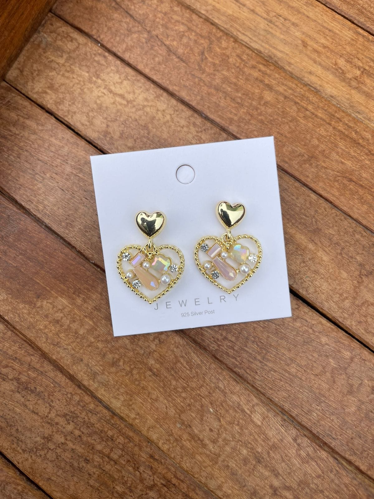 Dual heart crystal sterling silver earrings - Alluring Accessories