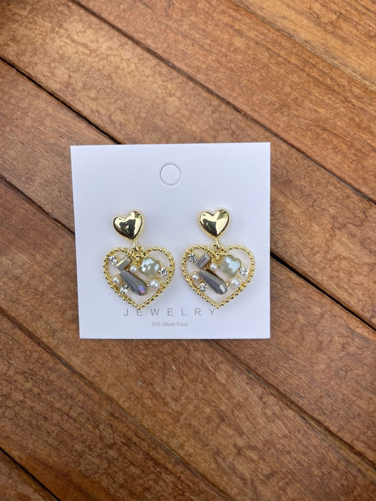 Dual heart crystal sterling silver earrings - Alluring Accessories