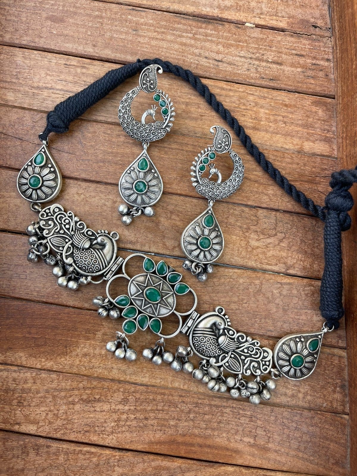 Dual peacock ghungroo choker - Alluring Accessories