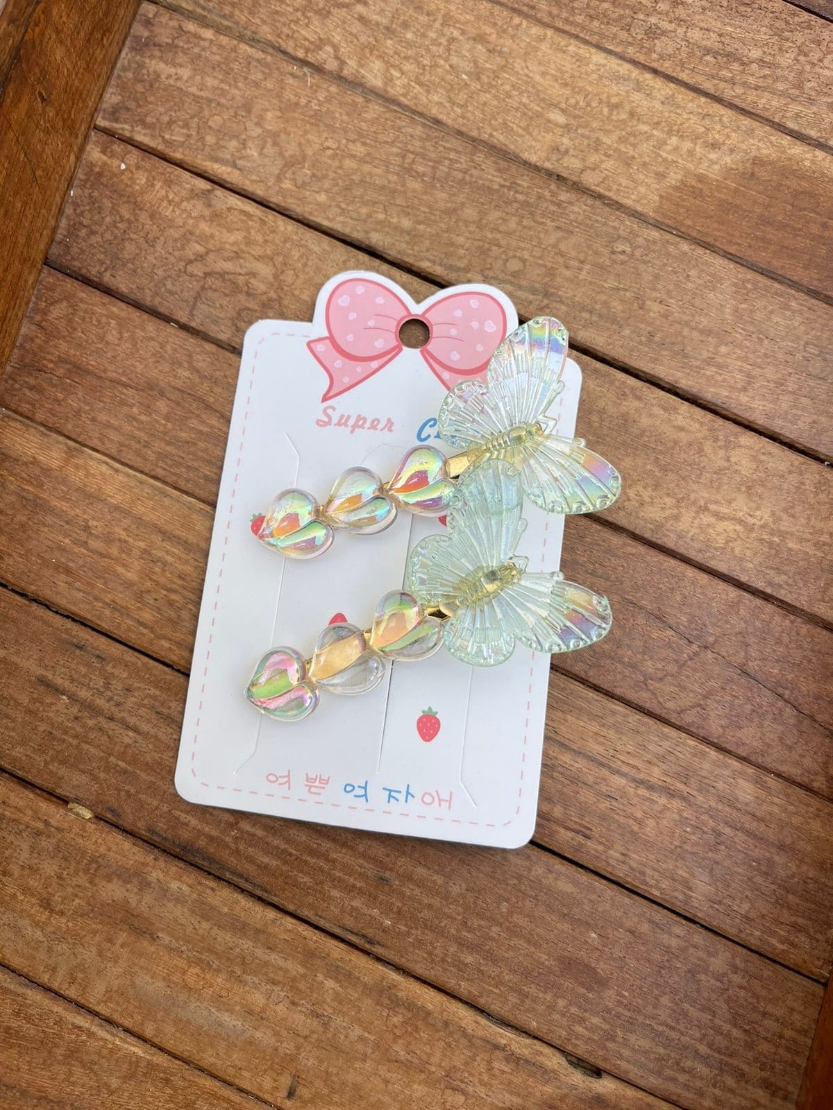 Florescent butterfly pearl heart clips - Alluring Accessories