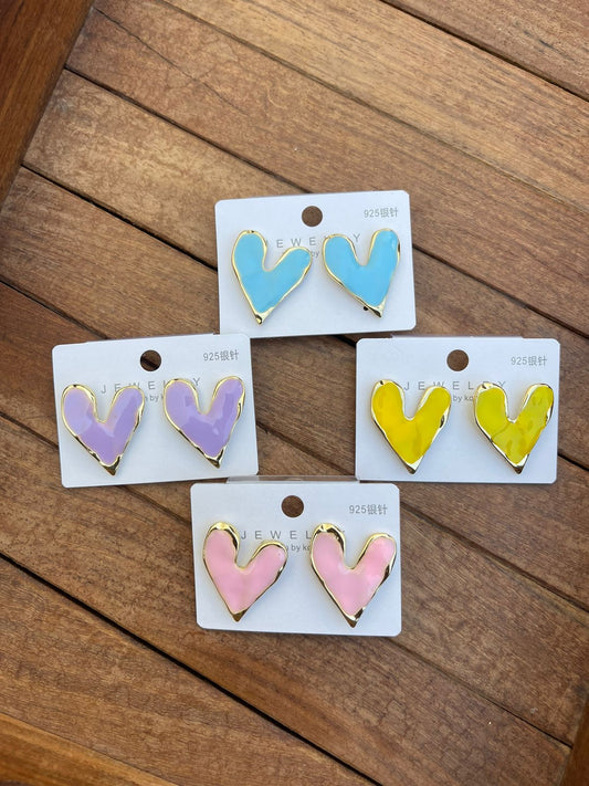 Heart pastel sterling silver studs - Alluring Accessories