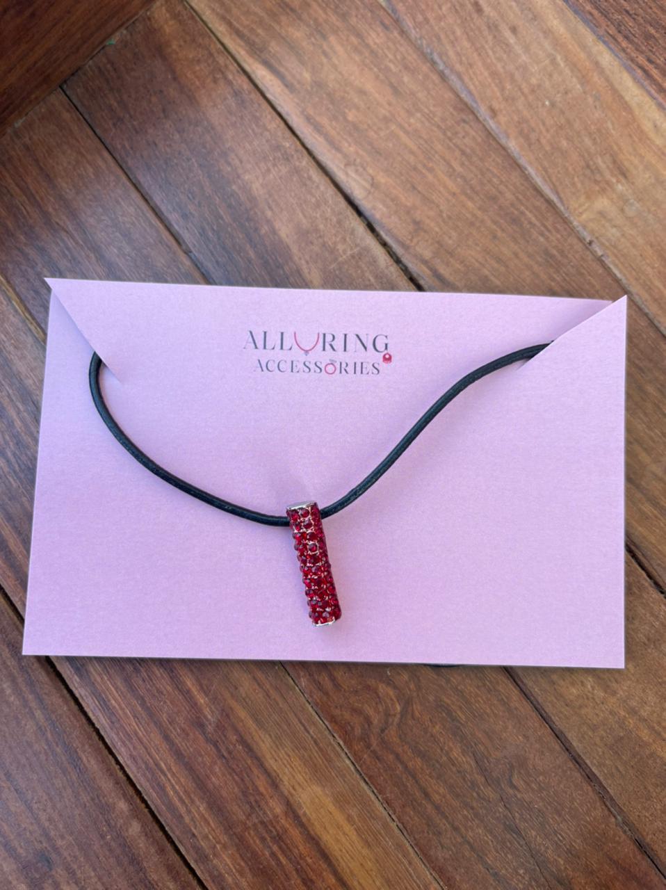 Long single stone black thread neckline