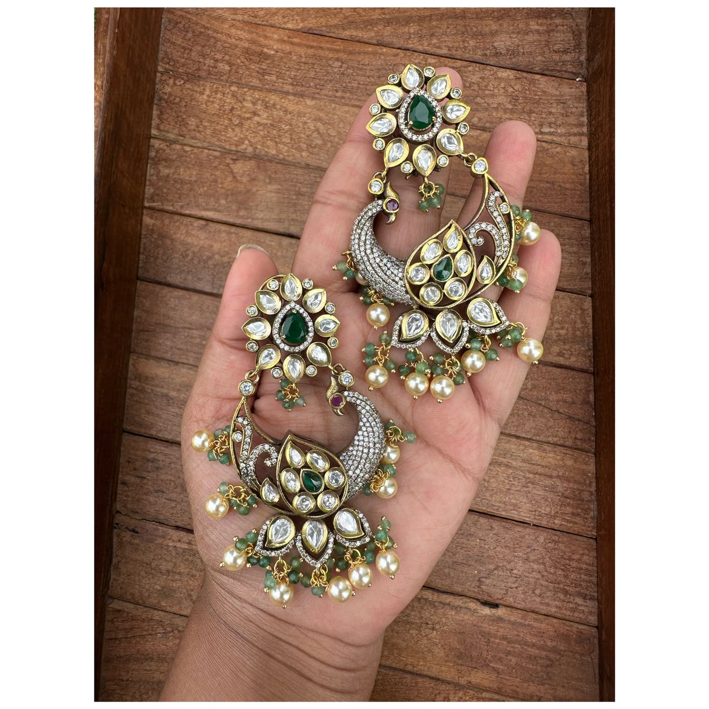 Lotus peacock chandbali earrings - Alluring Accessories