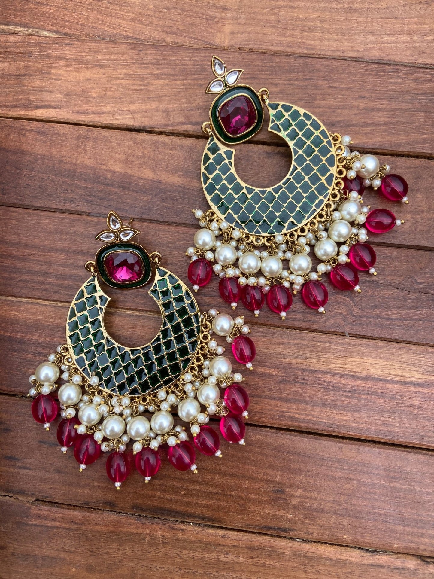 Mangli wearing Meenakari Chandbalis - Alluring Accessories