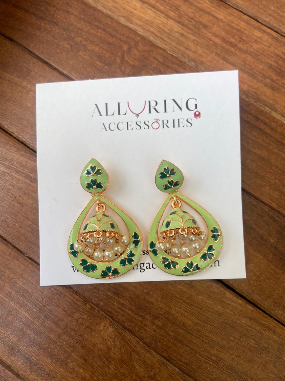 Medium size chandbali jhumka meenakari earrings