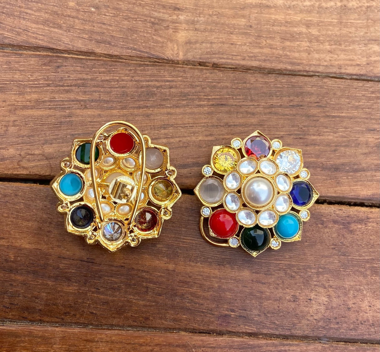 Navaratan premium quality ahmedabadi kundan studs - Alluring Accessories