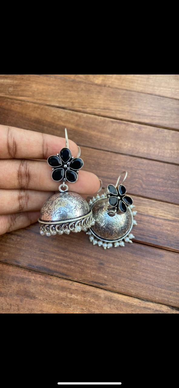 Oxidised Hook Jhumkas