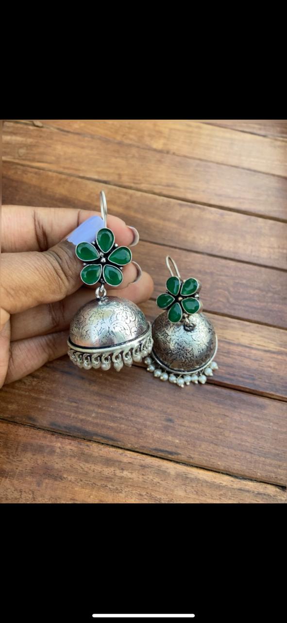 Oxidised Hook Jhumkas