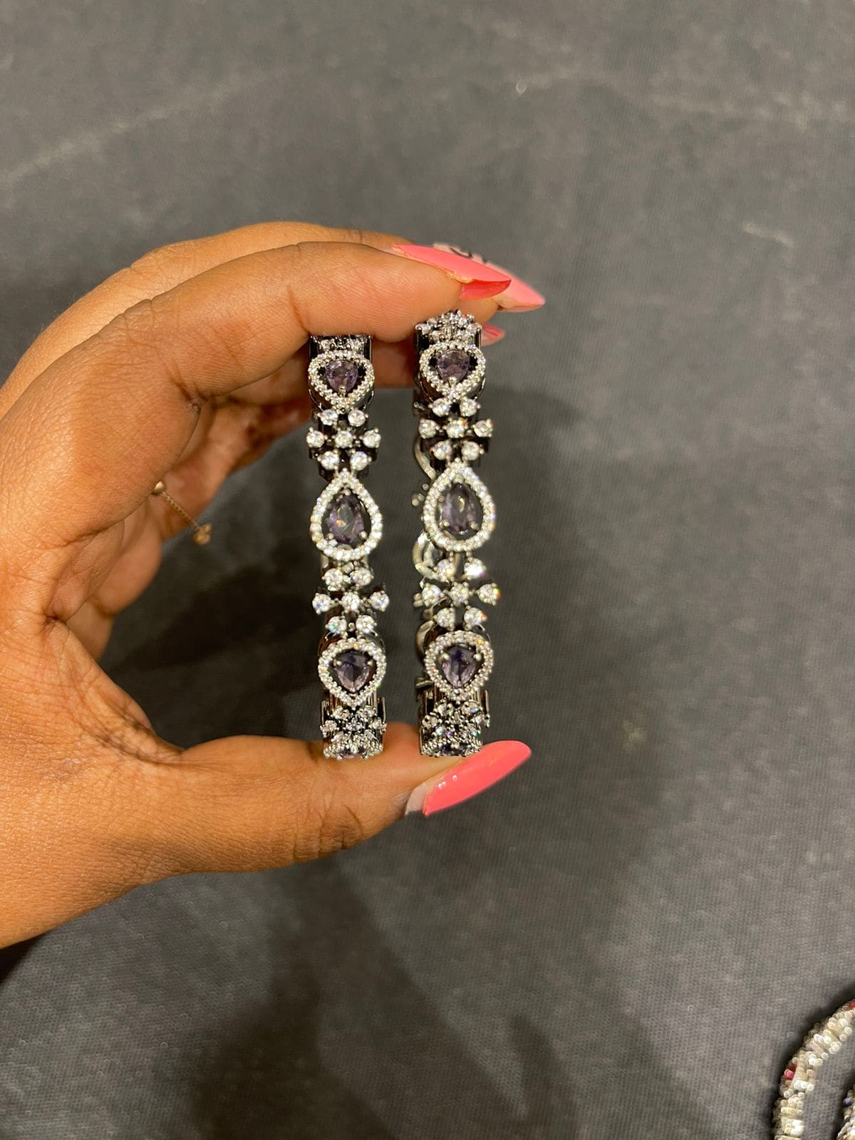 Pearl flower diamond finish bangles - Alluring Accessories