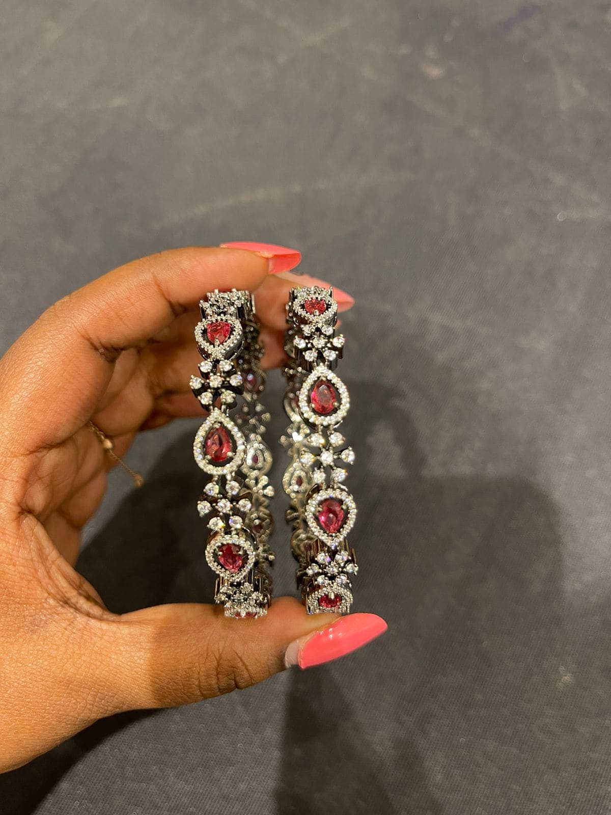 Pearl flower diamond finish bangles - Alluring Accessories