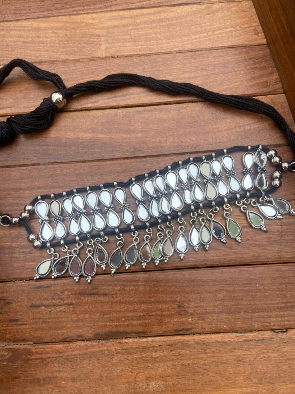 Tour de cou miroir oxydé perle