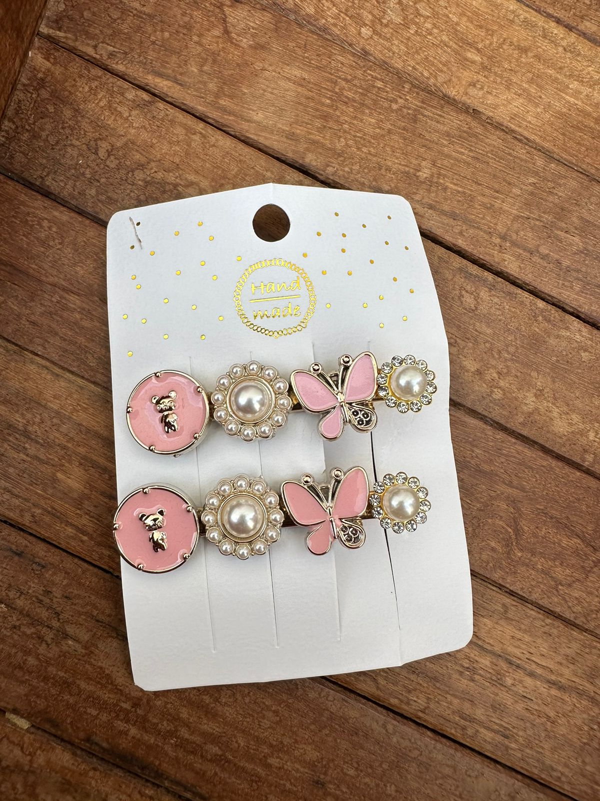 Pink butterfly teddy clips - Alluring Accessories