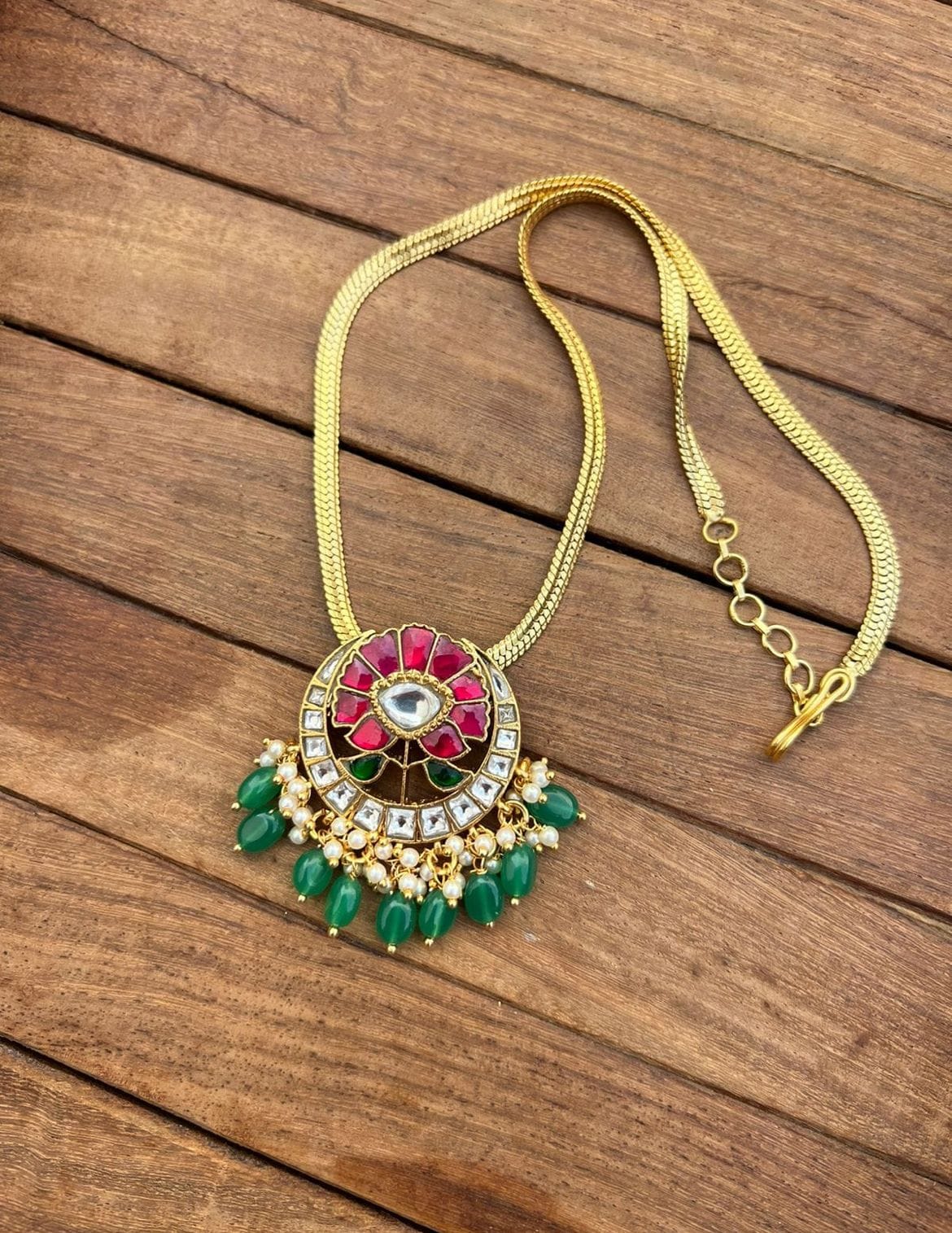 Real Kundan jadau Flower Chandbali Neck Chain - Alluring Accessories