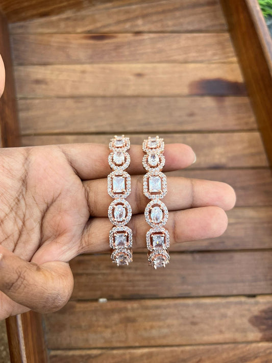 Bracelets en zircon cercle rectangle or rose