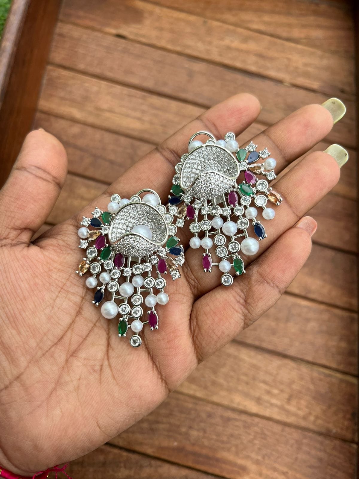Shell Pearl Zircon Earrings