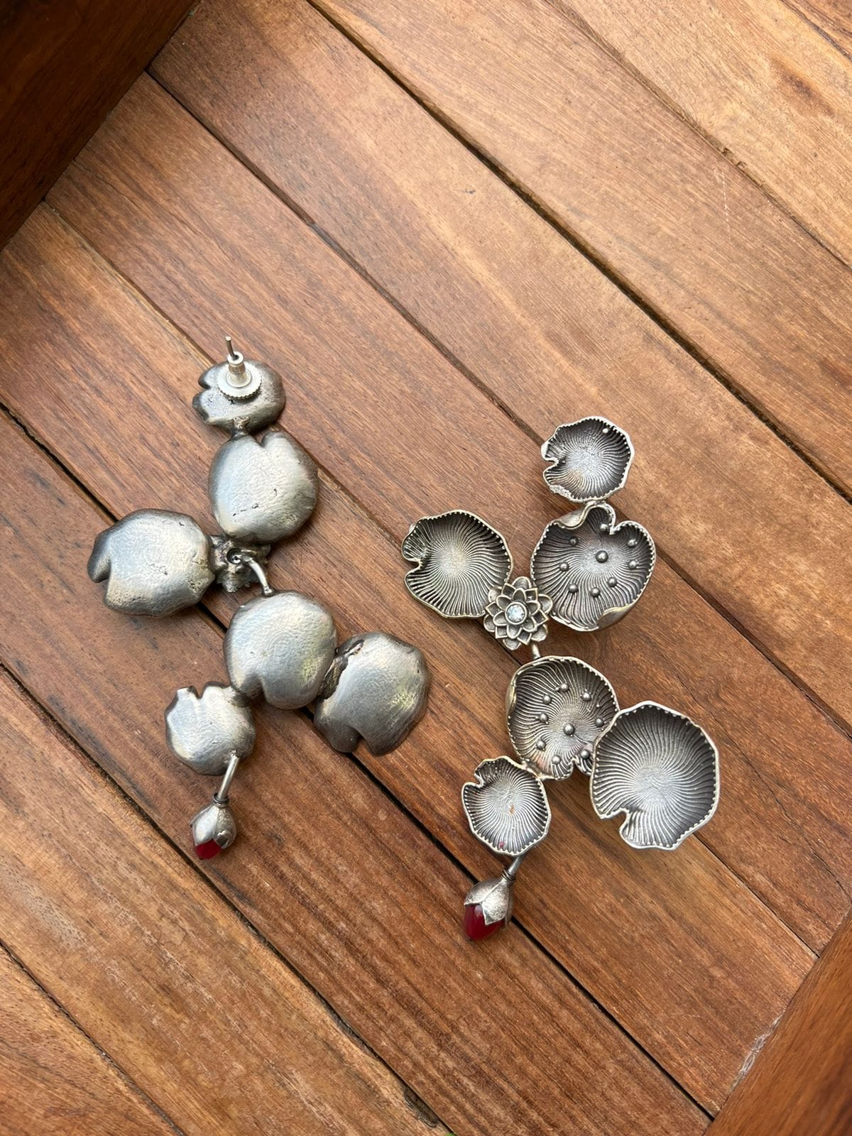 Silver look alike statement earrings