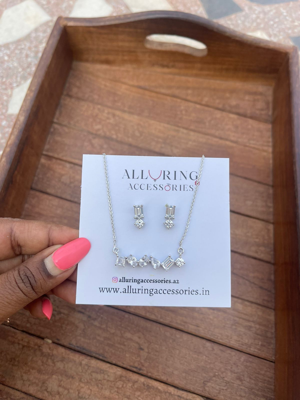 Six stone zircon neckline elegant combo with earrings - Alluring Accessories