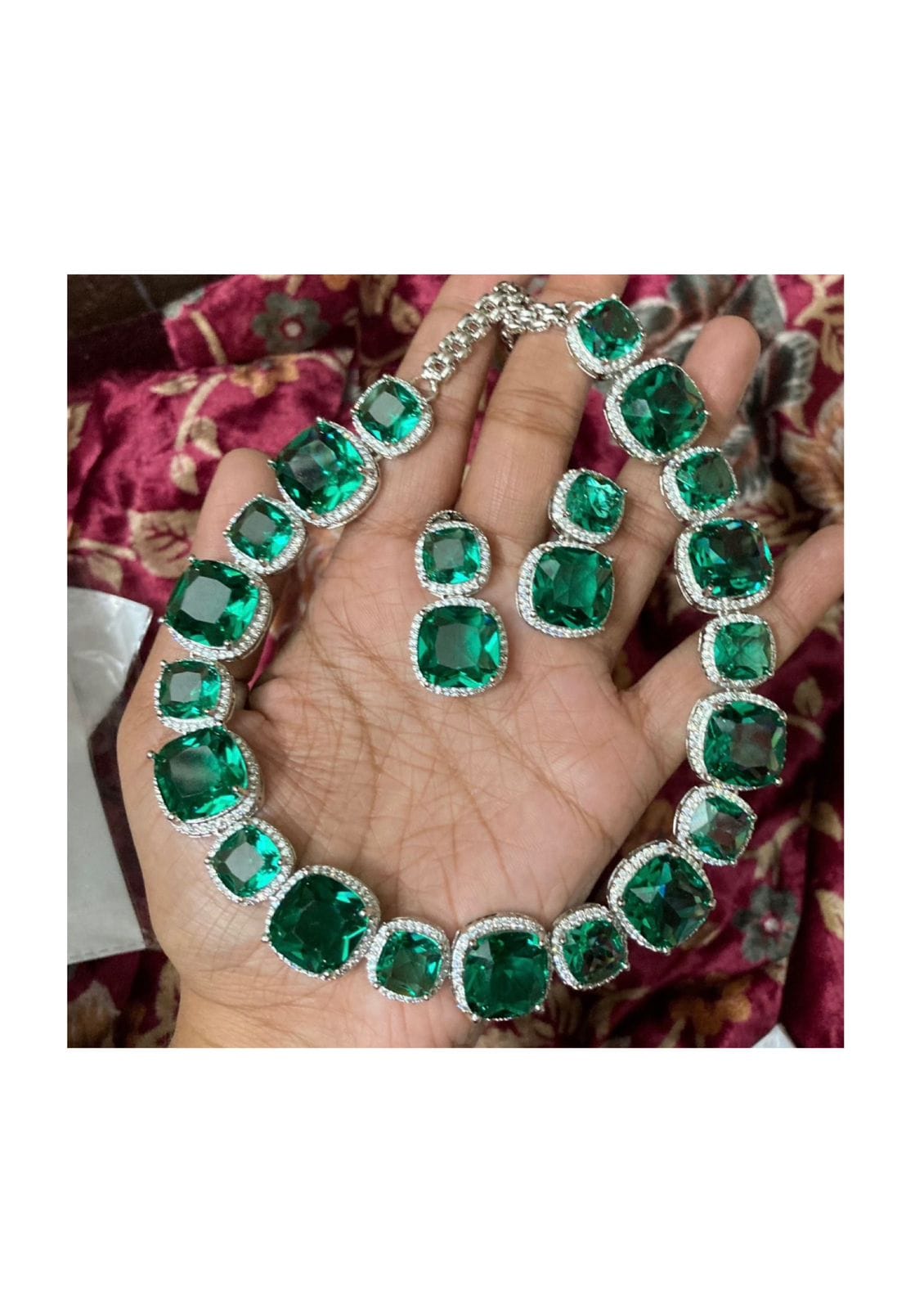 Size varying square crystal partywear necklace - Alluring Accessories