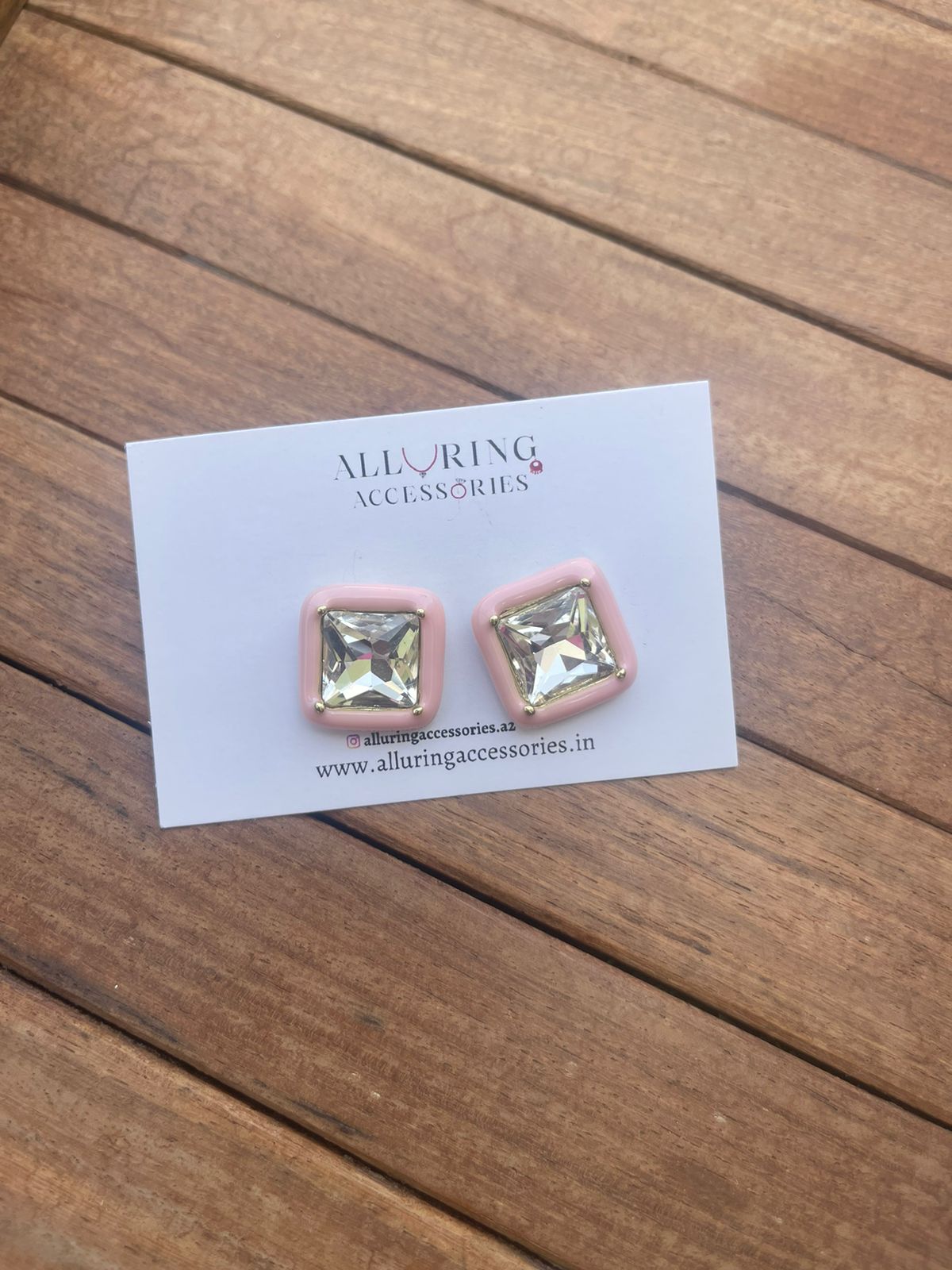 Sparkling square pastel studs - Alluring Accessories