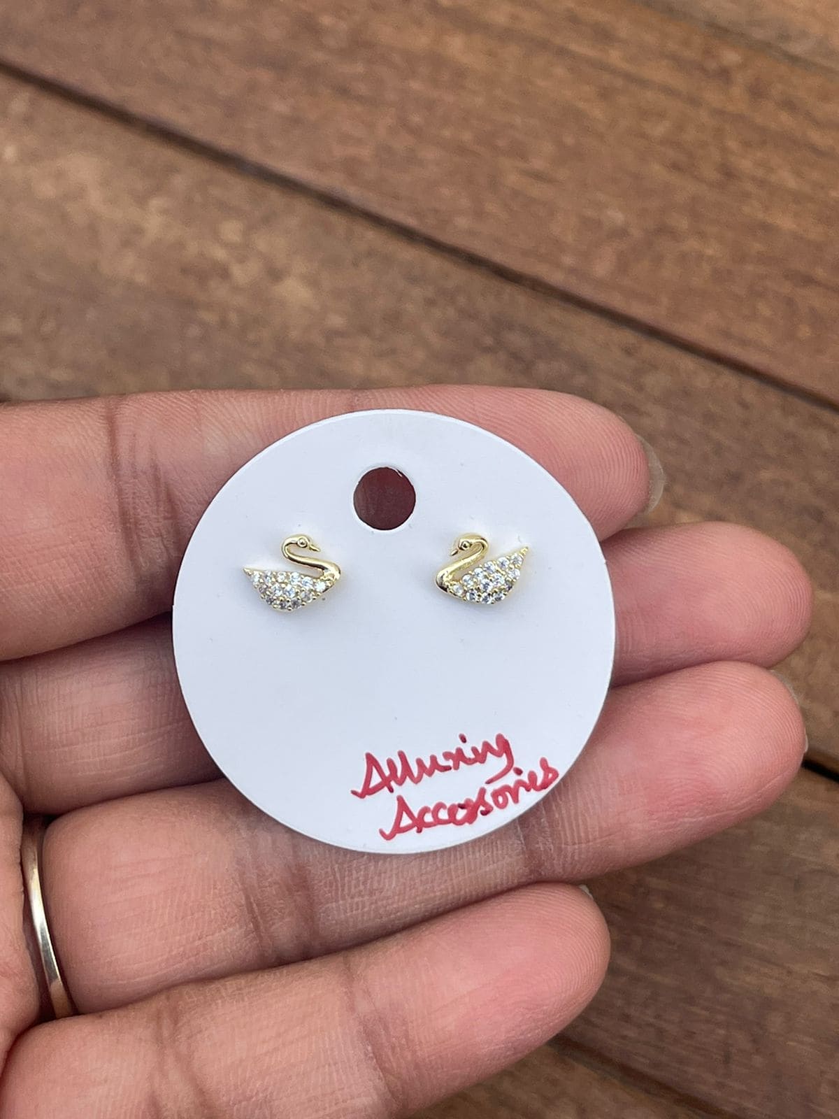 Sterling silver cute small swan studs - Alluring Accessories