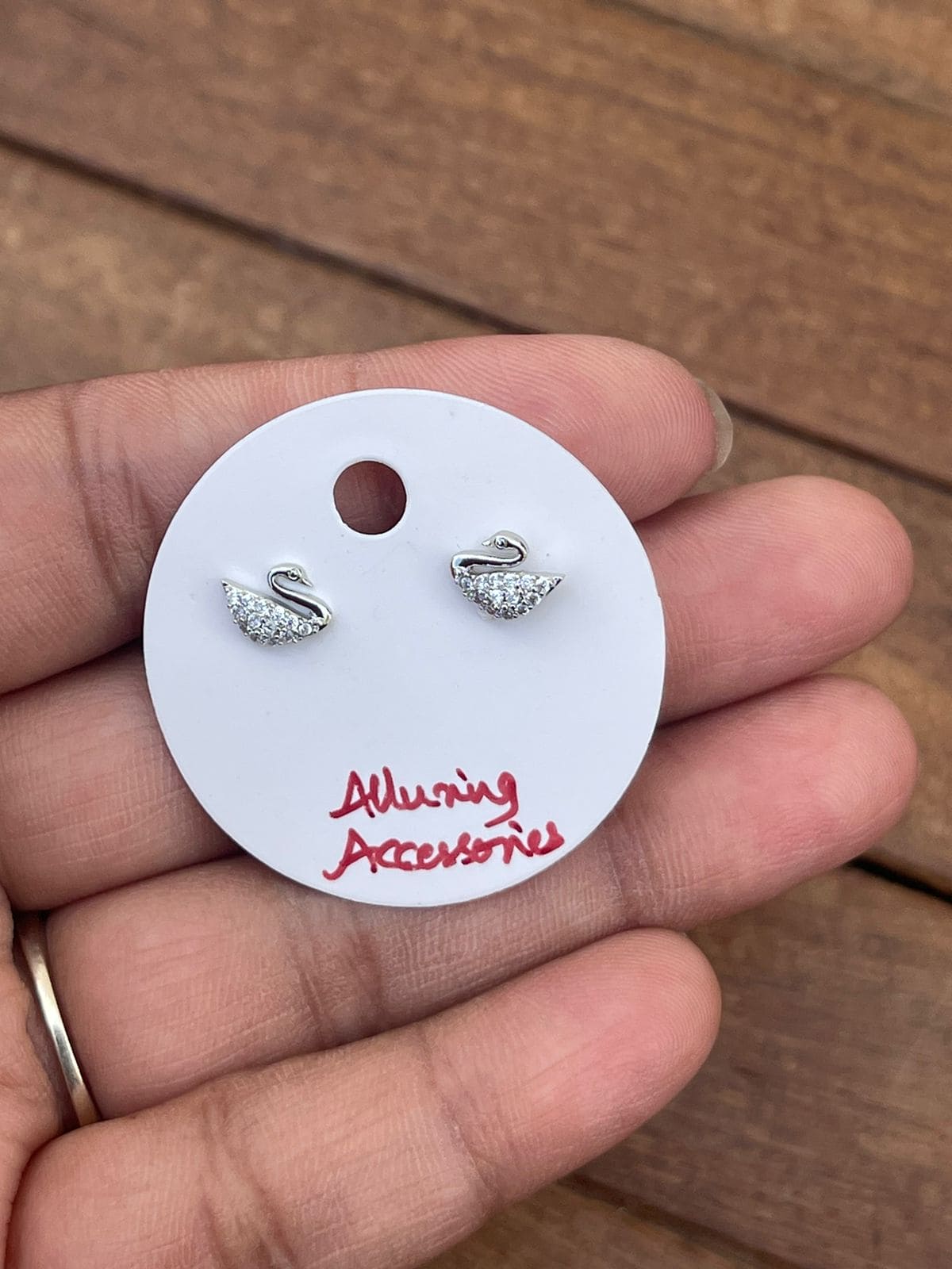 Sterling silver cute small swan studs - Alluring Accessories