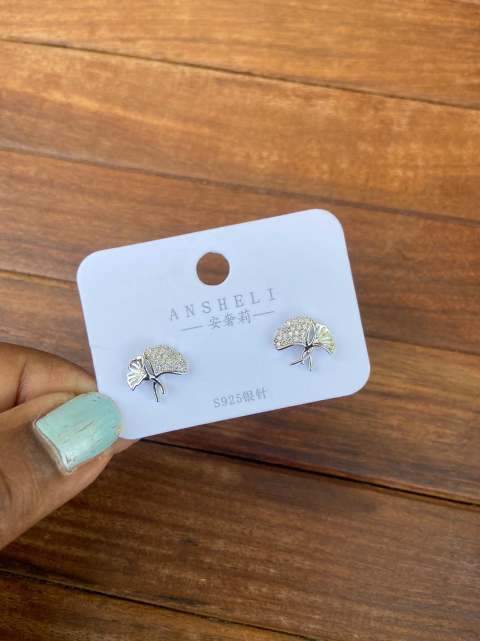 Sterling silver dual leaf earrings