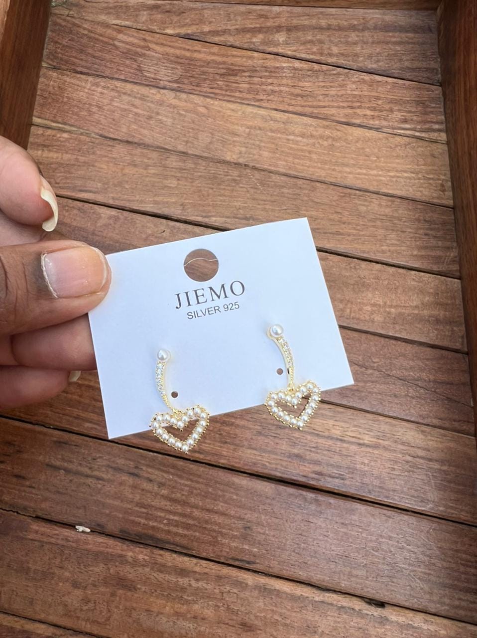 Boucles d'oreilles pendantes coeur en perles d'argent sterling