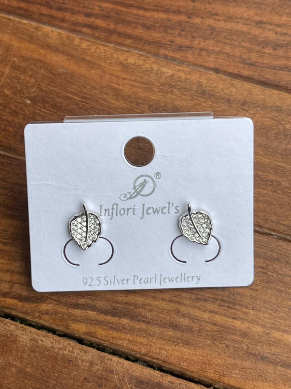 Sterling silver single leaf earrings