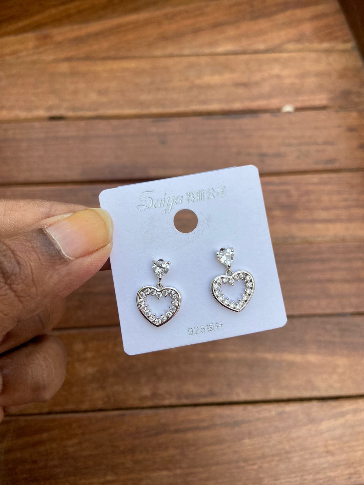 Sterling silver stud and heart hanging earrings